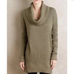 Anthropologie Pure + Good Waffle Knit Cowl Neck Tunic, Olive Green - Womens XS